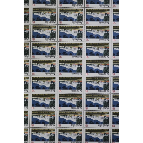 96 - Sheet of 50 unused Australia 18cent, Parliament House Canberra 1927-1977