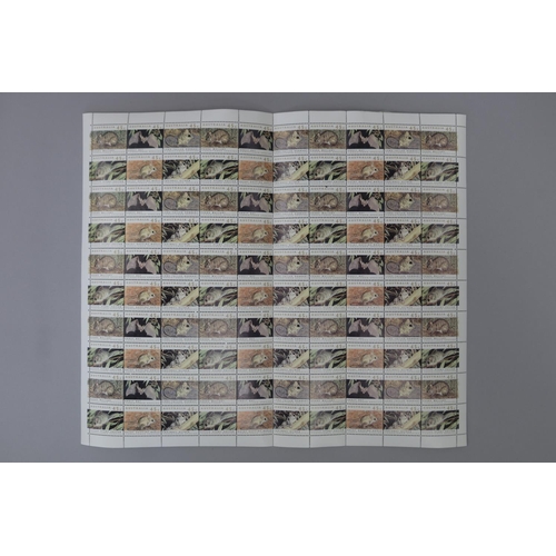 98 - Sheet of 100 unused stamps, Threatened Species, 45 cents