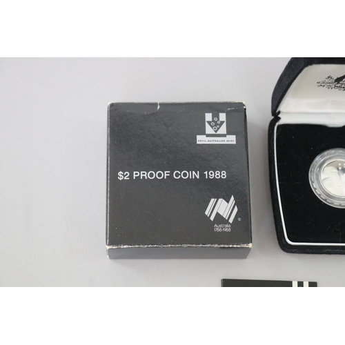 11 - Cased & Boxed Royal Australian Mint $2 proof coin 1988