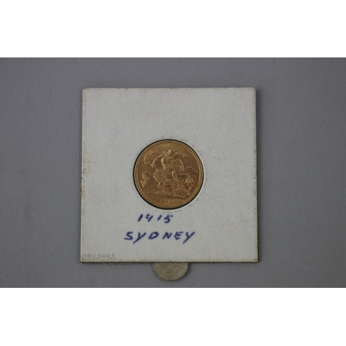 23 - Australian gold half Sovereign George V Sydney mint 1915