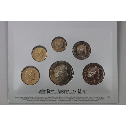 42 - Cased centenary Federation 2001 UNC coin set