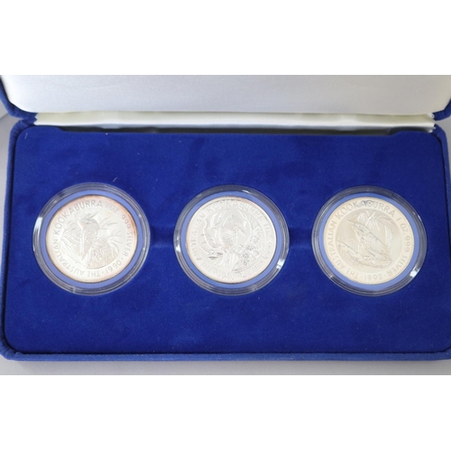 6 - Mint cased The Australian Kookaburra 1oz silver coins (3)