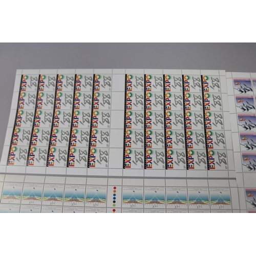 110 - Opening of Parliment House, Expo '88 and Antarctic Territory stamps, unused sheets