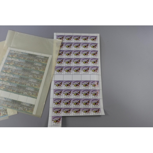 122 - Part sheets of unused stamps