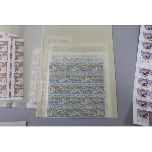 122 - Part sheets of unused stamps