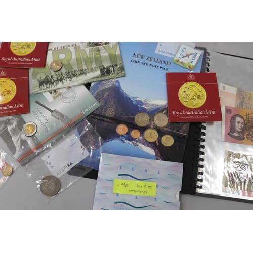 123 - Assortment of Australian and New Zealand coins and notes and first day covers