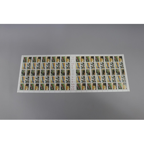 81 - Sheet of 100 45 cent Australian Stamps, Trains