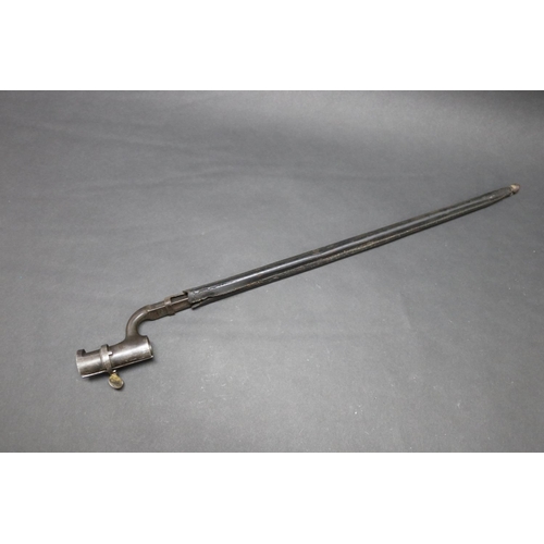 132 - British Pattern 1853 socket bayonet with scabbard variant, of slightly longer length, with socket cu... 