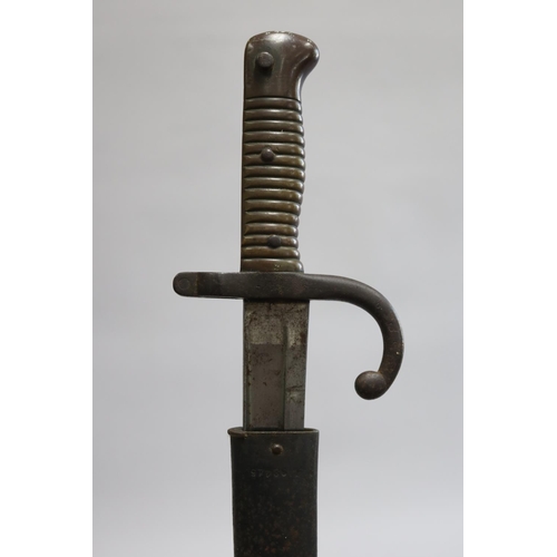 137 - French Chassepot Model 1866 bayonet with scabbard. Complete and in reasonable to good condition.