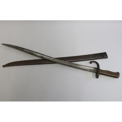 137 - French Chassepot Model 1866 bayonet with scabbard. Complete and in reasonable to good condition.