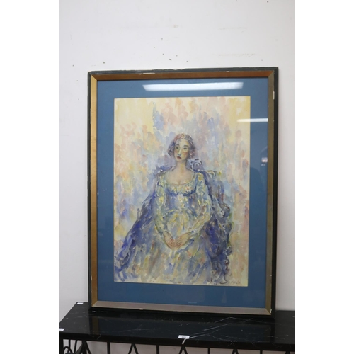 777 - Salvatore Zofrea, a watercolour of a woman in a crinoline, approx 74.5cm x 54cm & frame 97cm x 76cm