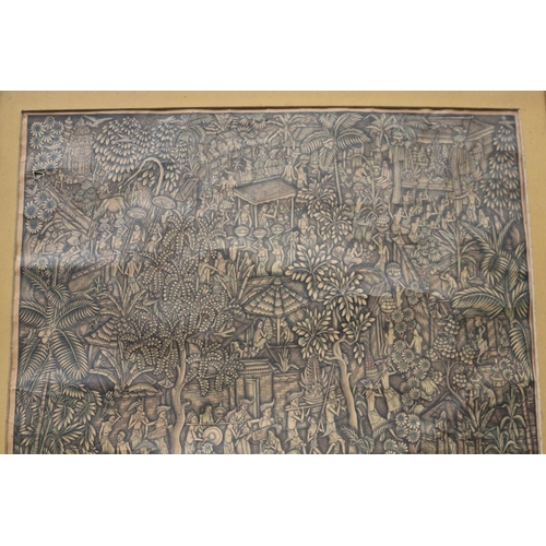 786 - Large Balinese painting, approx 89cm x 77cm