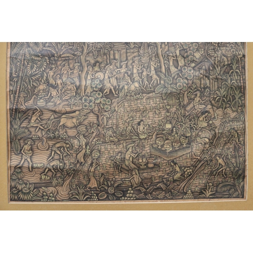 786 - Large Balinese painting, approx 89cm x 77cm