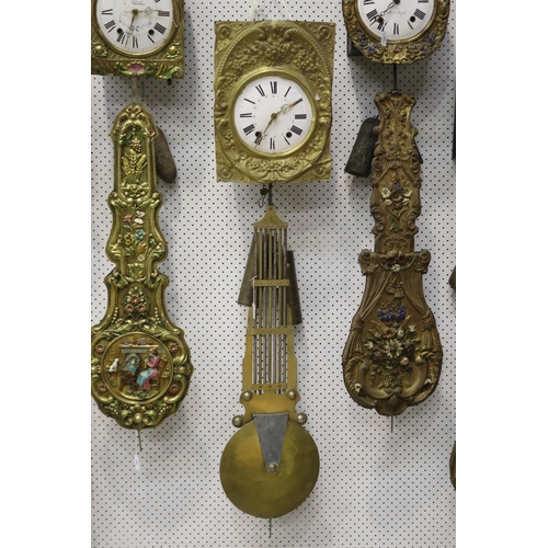 788 - Antique French comtoise clock movement, has key (in office C145.140C), pendulum and weights, unteste... 