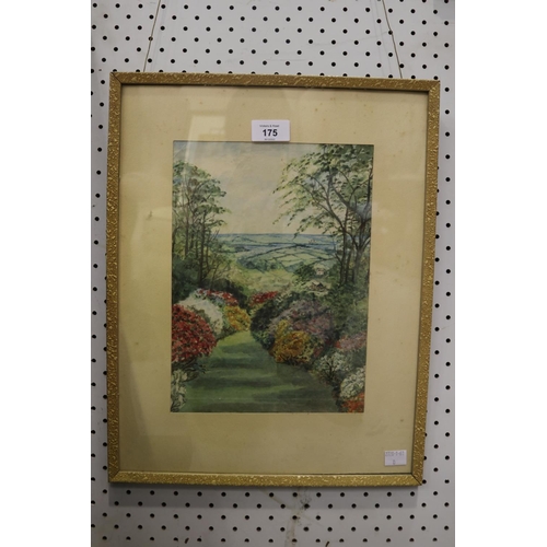 793 - English watercolour of a garden, see verso, artwork, approx 27cm x 20cm