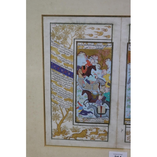 799 - Framed illuminated Persian manuscript, approx 49cm H x 50cm W (frame size)