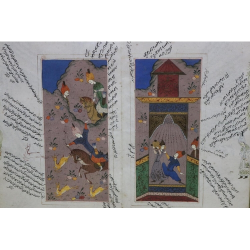 815 - Framed illuminated Persian manuscript, approx 43cm H x 48cm W (frame size)