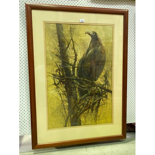 819 - Large eagle artwork, signed lower right, approx 88cm x 58cm