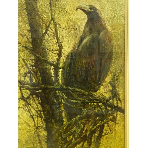 819 - Large eagle artwork, signed lower right, approx 88cm x 58cm