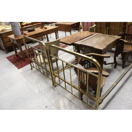 828 - Pair of antique French brass frame single beds, each approx 133cm H x 202cm L x 102cm W (2)