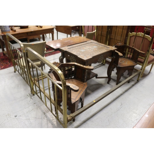 828 - Pair of antique French brass frame single beds, each approx 133cm H x 202cm L x 102cm W (2)