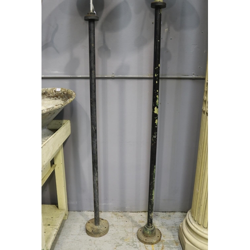 842 - Two industrial design iron lampposts, unknown working condition, approx 210cm H and shorter (2)