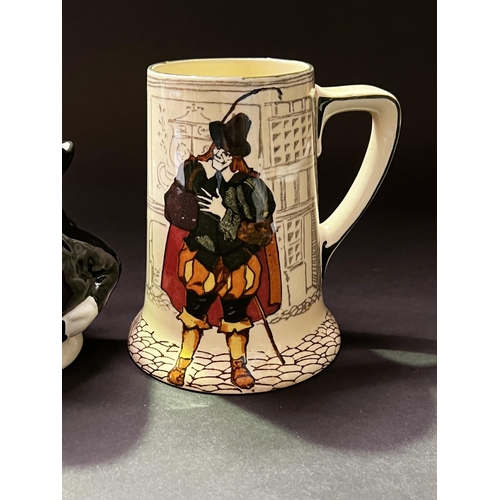 97 - Doulton tankard, two character jugs, approx 14cm H and smaller (4)