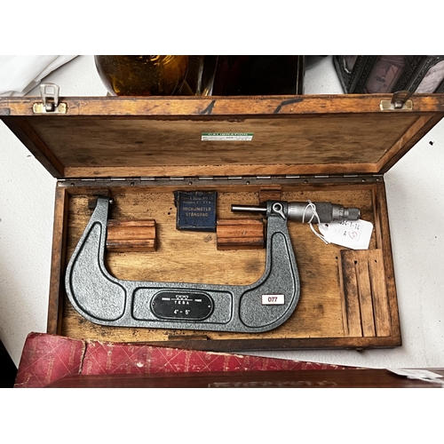 138 - Two vintage Micrometer Swiss and the other Scottish, each approx 3cm H x 28cm W x 15cm D (2)