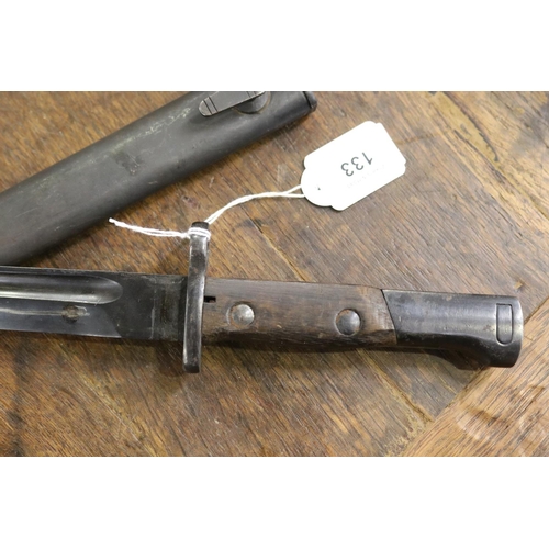 133 - Belgian FN Model 98 Mauser long export pattern bayonet with scabbard (Kiesling 276). A good example ... 