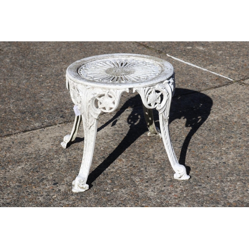 844 - White painted aluminium stool, approx 40cm H x 41cm dia