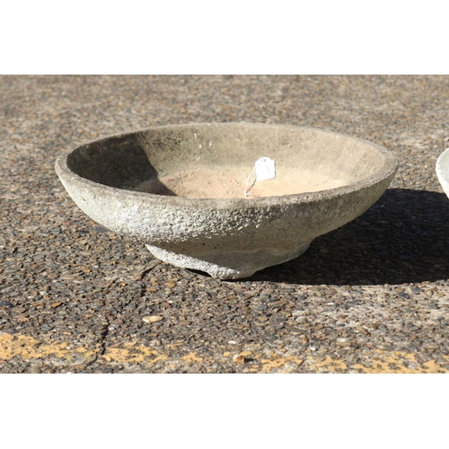 845 - Three composite stone bird baths, approx 14cm H x 45cm Dia