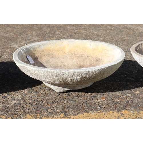 845 - Three composite stone bird baths, approx 14cm H x 45cm Dia