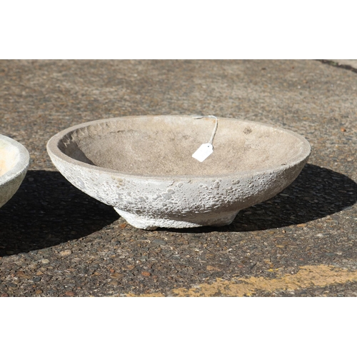 845 - Three composite stone bird baths, approx 14cm H x 45cm Dia