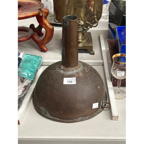 175 - Large antique copper funnel used to make salami sausage  approx 28 cm H.
