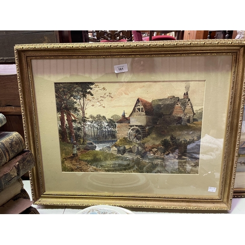 178 - Antique PP Helelin Watou ? dated 1887, watermill with figure on on a path , approx. 63cm x 65cm W