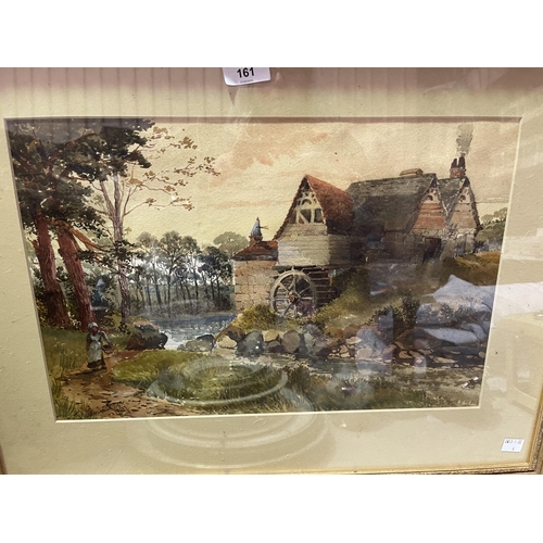 178 - Antique PP Helelin Watou ? dated 1887, watermill with figure on on a path , approx. 63cm x 65cm W