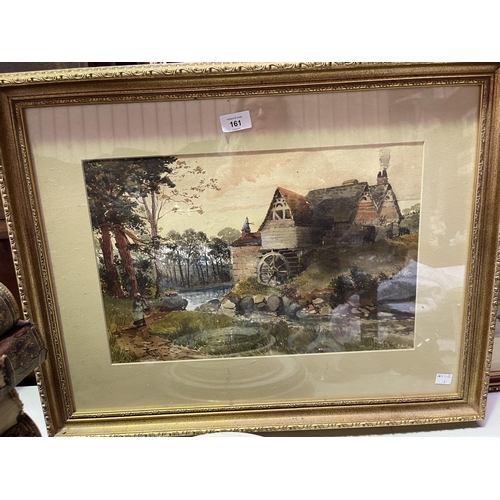 178 - Antique PP Helelin Watou ? dated 1887, watermill with figure on on a path , approx. 63cm x 65cm W