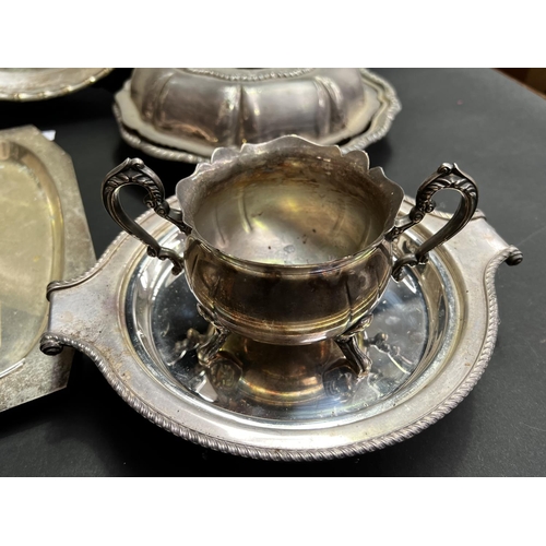 205 - Assortment of silver plate to include comports trays etc, approx 31cm Dia and smaller