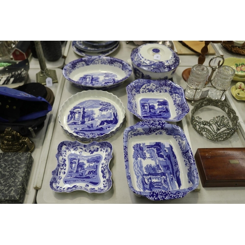 Assortment of Spode blue and white Italian pattern cookware, tureen