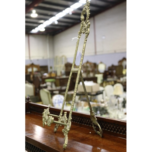 302 - Small metal easel, approx 43cm H x 15cm W x 16cm D