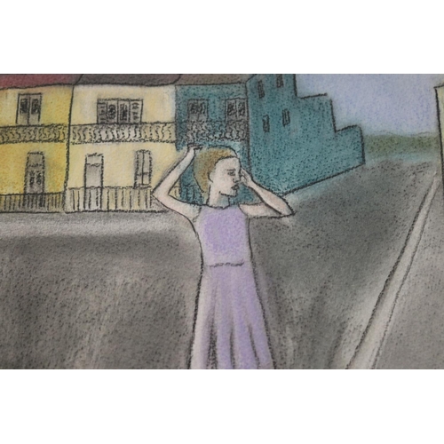 798 - Camilla Dickerson (b.1967-) girl in street (AF frame), approx 37cm x 27cm