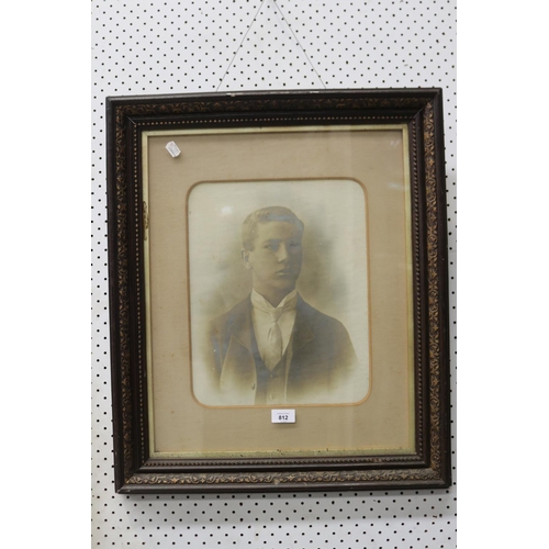 812 - Old framed photograph of a young gent, approx 36cm x 29cm