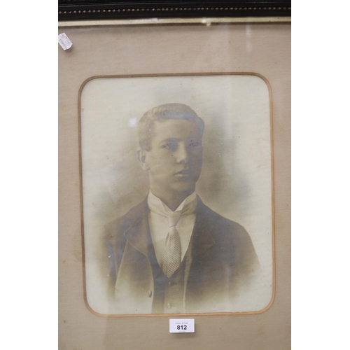 812 - Old framed photograph of a young gent, approx 36cm x 29cm