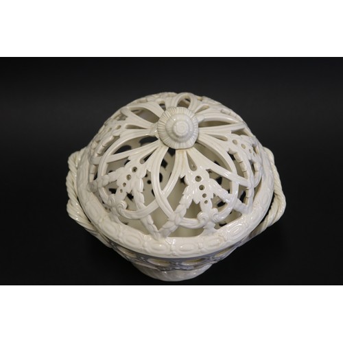 1002 - Wedgwood cream ware porcelain lattice work  'orange bowl', approx 23cm H x 21cm Dia