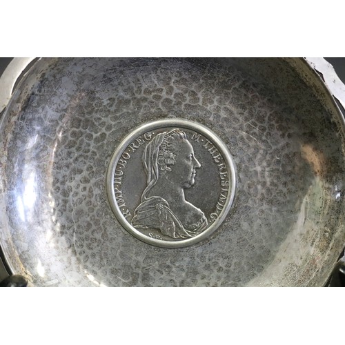 1008 - M Theresia 1780 coin set dish, dish marked W4 800 silver, approx 124gms and approx 11.5cm Dia