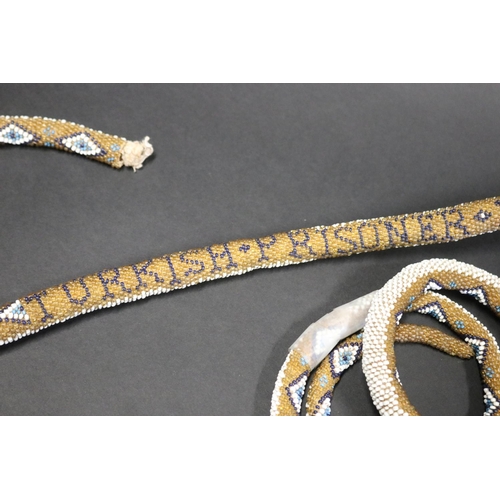 1004 - Rare WWI Turkish Prisoner of War bead work snake, circa 1917 (damages)