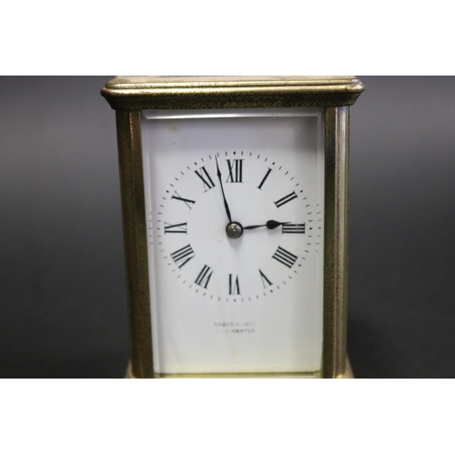 1016 - Arnold & Lewis of Manchester brass cased carriage clock, no key, untested, approx 15cm H to handle