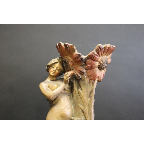1036 - Large Art Nouveau figural vase, painted cast plaster, approx 53 cm H