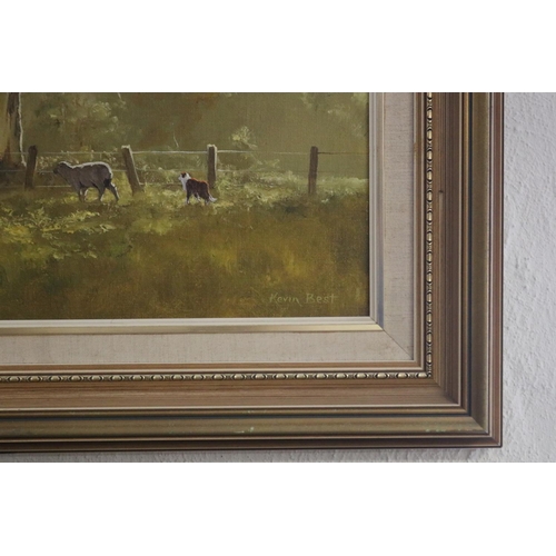 1018 - Kevin John Best (1932-2012) Australia, The Stragglers, oil on board, signed lower right, approx 59 c... 