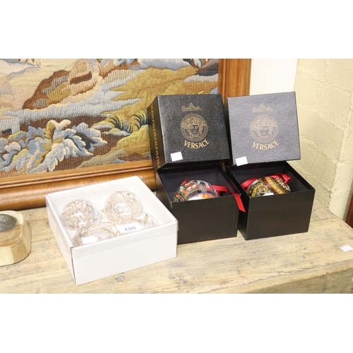 Boxed as new Rosenthal Versace Christmas balls, along with a set of